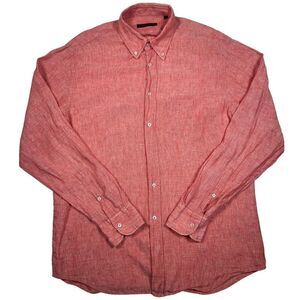 Chester & Peck‎ Linen Button up Red Men's Size G USA Large